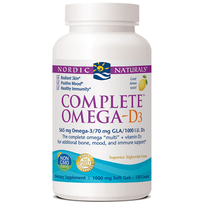 Nordic Naturals Complete Omega 3-6-9-D, Lemon Flavor, 120 Softgels, Nordic Naturals