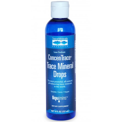 Low Sodium ConcenTrace Trace Mineral Drops, Glass Bottle, 4 oz, Trace Minerals Research