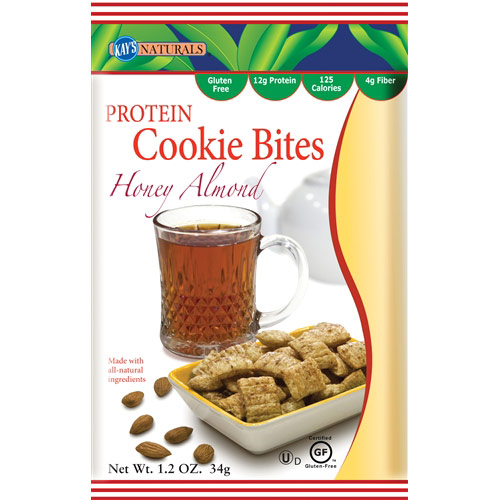 Cookie Bites - Honey Almond, High Protein Snack, 1.2 oz x 6 Bags, Kays Naturals