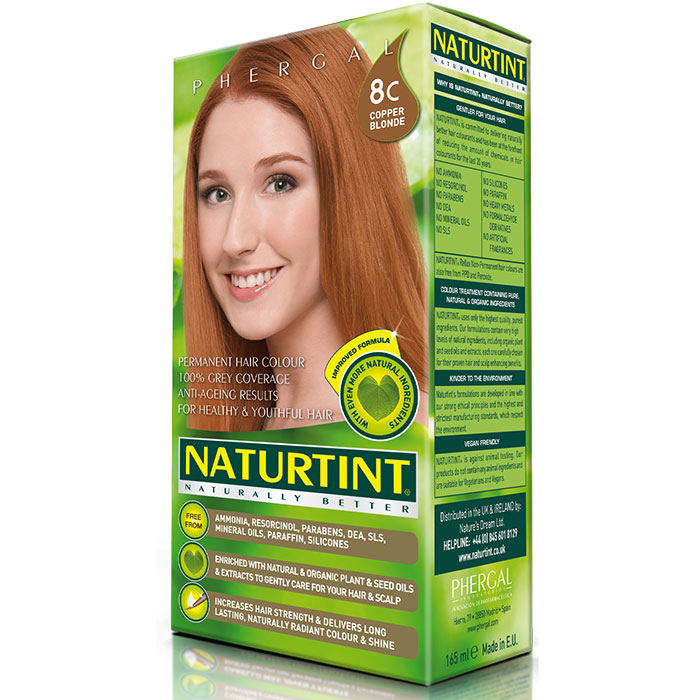 Permanent Hair Color, Copper Blonde (8C), 5.6 oz, Naturtint