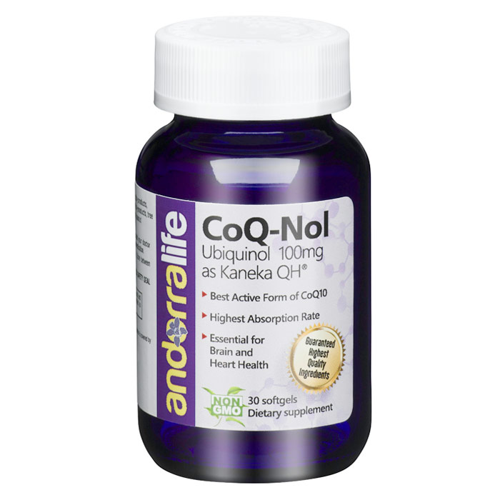 CoQ-Nol, Ubiquinol 100 mg, 30 Softgels, Andorra Life