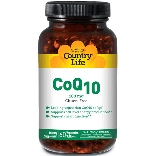 CoQ10 100 mg (Coenzyme Q10), 60 Vegetarian Softgels, Country Life