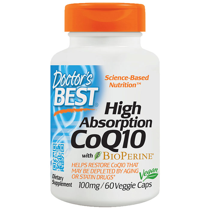 High Absorption CoQ10 100 mg with Bioperine, 60 Veggie Caps, Doctors Best (Naturally Fermented)