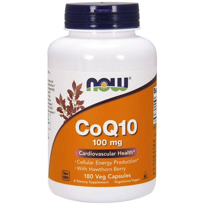 CoQ10 100 mg with Hawthorn Berry Vegetarian, Value Size, 180 Veg Capsules, NOW Foods