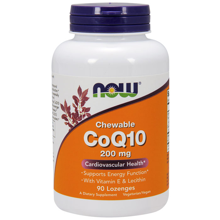 CoQ10 200 mg Lozenges, Chewable Coenzyme Q10, 90 Lozenges, NOW Foods