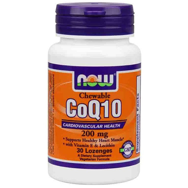 NOW Foods CoQ10 200 mg with Vitamin E & Lecithin 30 Lozenges, NOW Foods