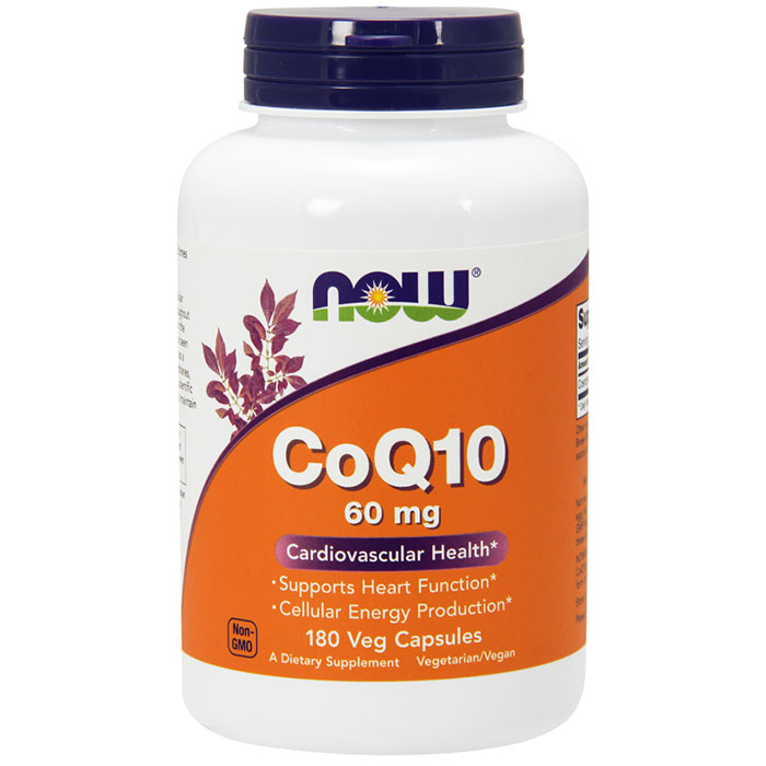 CoQ10 60 mg Vegetarian, Value Size, 180 Veg Capsules, NOW Foods