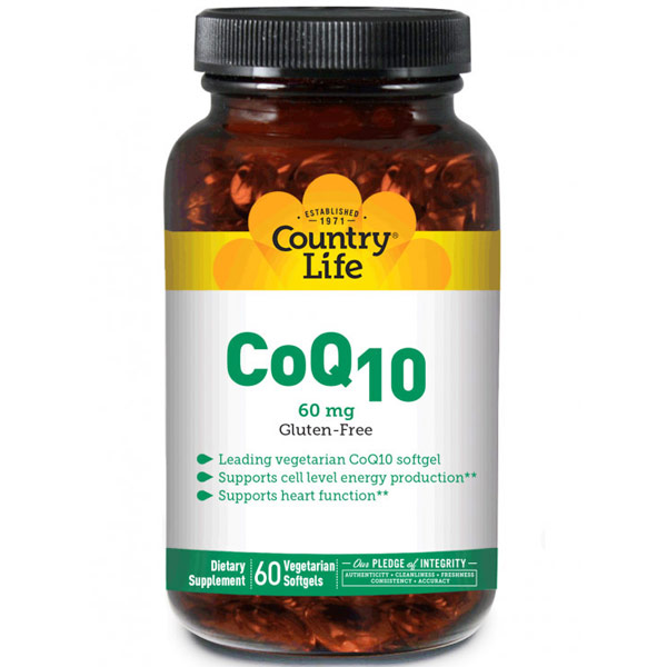CoQ10 60 mg (Coenzyme Q10), 60 Vegetarian Softgels, Country Life