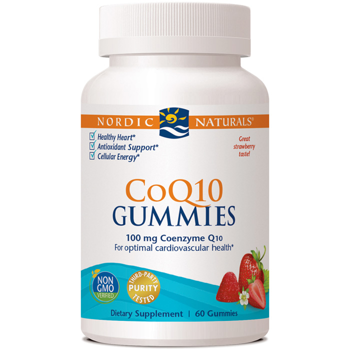 CoQ10 Gummies - Strawberry, 100 mg Chewable Coenzyme Q10, 60 Gummies, Nordic Naturals