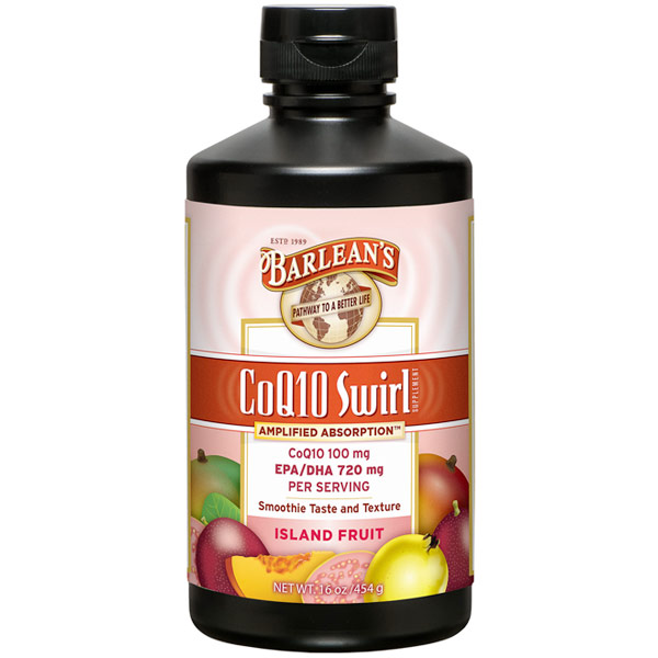 CoQ10 Swirl Liquid, Island Fruit, 16 oz, Barleans Organic Oils