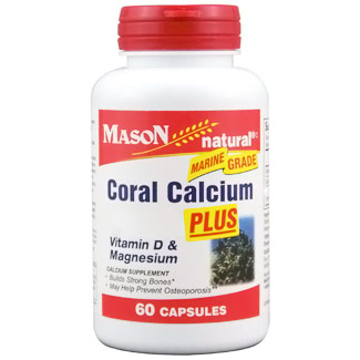 Coral Calcium Plus Vitamin D & Magnesium, 60 Capsules, Mason Natural