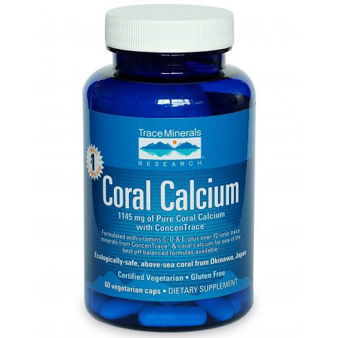 Coral Calcium with ConcenTrace, 60 Vegetarian Capsules, Trace Minerals Research