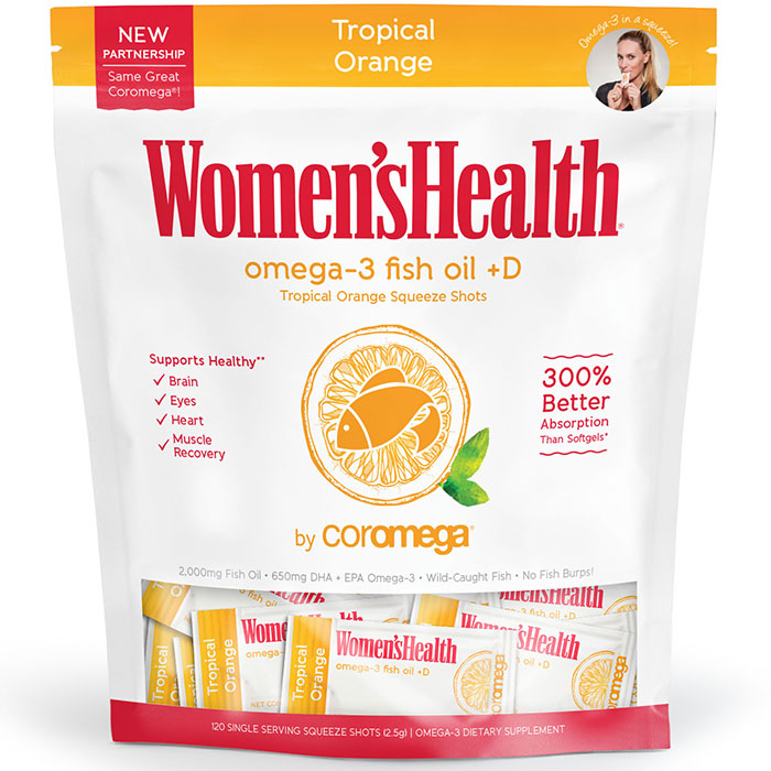 Coromega Omega-3 +D Squeeze Packet - Tropical Orange, Value Size, 120 Packets