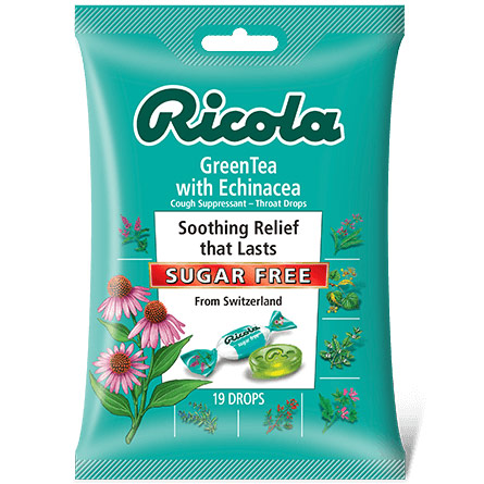 Herb Cough & Throat Drops, Green Tea with Echinacea, Sugar Free, 19 Drops, Ricola