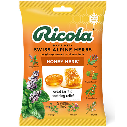 Herb Cough & Throat Drops, Honey Herb, 24 Drops, Ricola