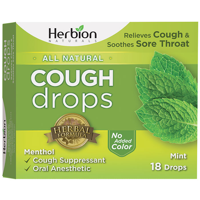 All Natural Cough Drops, Mint, 18 Drops, Herbion
