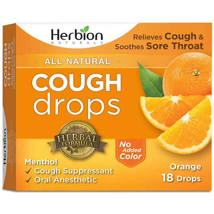 All Natural Cough Drops, Orange, 18 Drops, Herbion