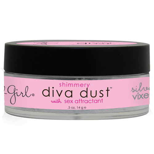 Classic Erotica Crazy Girl Wanna Be Sparkling Shimmery Diva Dust with Sex Attractant, Silver Vixen, 0.5 oz, Classic Erotica