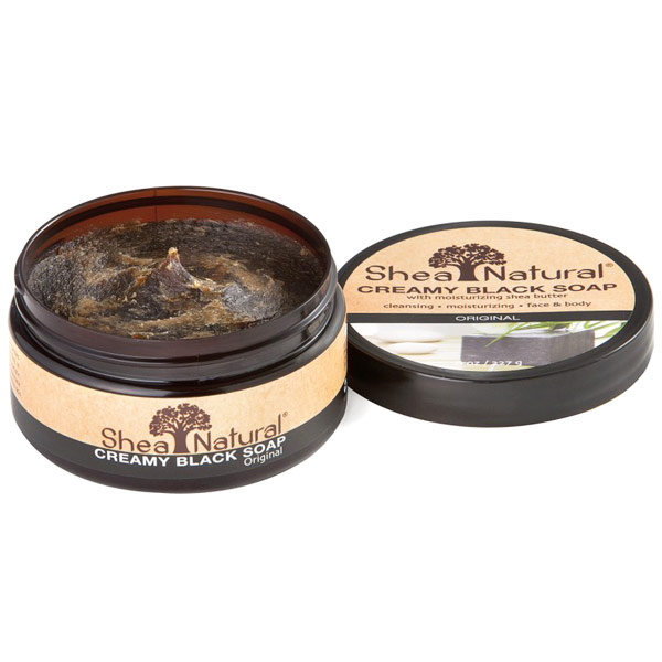 Creamy Black Soap Paste with Shea Butter, Face & Body, 8 oz, Shea Natural