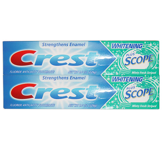 Crest Fluoride Anticavity Toothpaste, Whitening Plus Scope, 8 oz x 2 pc