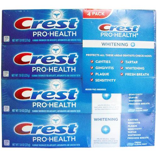 Crest Pro-Health Whitening Toothpaste, 7.8 oz x 4 Value Pack