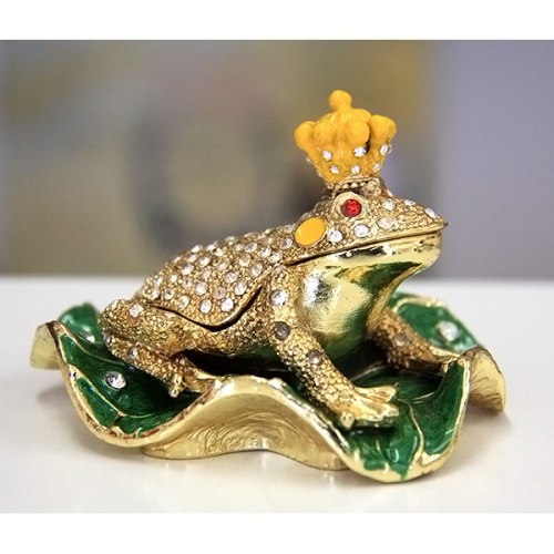 Crown Frog Gilt Jewelry Gift Box with Fine Crystals