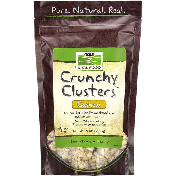 NOW Foods Cashew Crunch Crunchy Clusters, Dry Roasted Cashews, 9 oz, NOW Foods