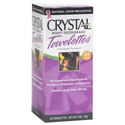 Crystal Body Deodorant Deodorant Towelettes, Unscented, 24 Pack, Crystal Body Deodorant