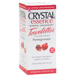 Crystal Body Deodorant Crystal Essence Mineral Deodorant Towelettes, Pomegranate, 24 Pack, Crystal Body Deodorant