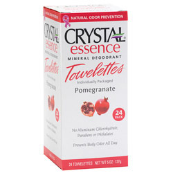 Crystal Body Deodorant Crystal Essence Mineral Deodorant Towelettes, Pomegranate, 48 Pack, Crystal Body Deodorant