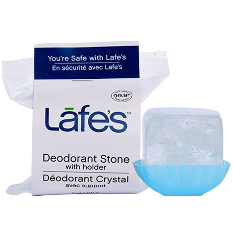 Lafes Crystal Deodorant Stone Large with Dish, 6 oz, Natural BodyCare