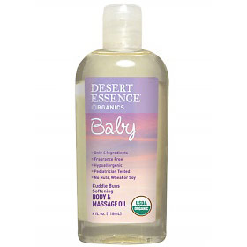 Organics Baby Cuddle Buns Softening Body & Massage Oil, 4 oz, Desert Essence