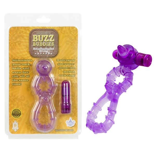 Buzz Buddies Double Cock Rings - Purple, Vibrating Cockring, Doc Johnson