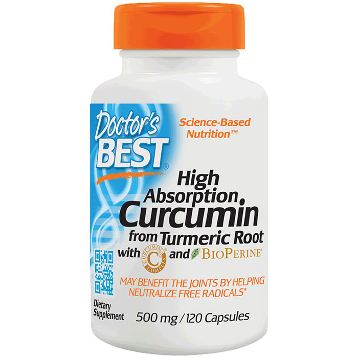 Curcumin 500 mg High Absorption, with C3 Complex and BioPerine, 120 Capsules, Doctors Best