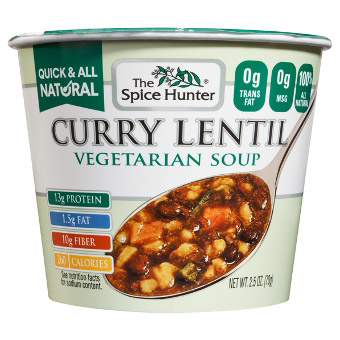 Spice Hunter Curry Lentil, Bowl, Vegetarian Soup, 2.5 oz x 6 Cups, Spice Hunter