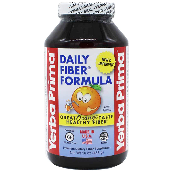 Daily Fiber Formula, Orange Flavor Powder, 16 oz, Yerba Prima