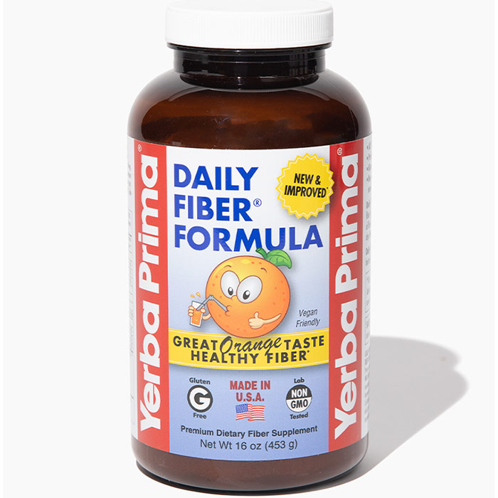 Daily Fiber Formula, Orange Flavor Powder, 16 oz, Yerba Prima