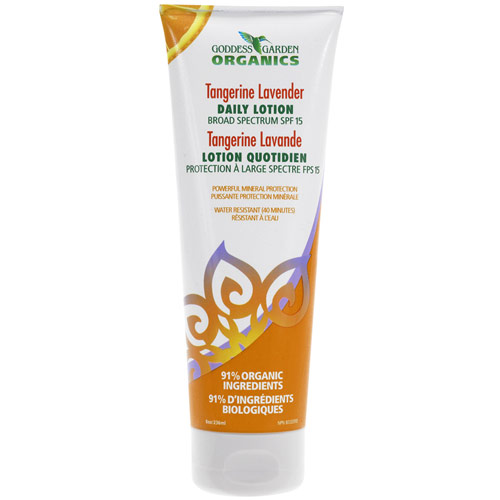 Natural Daily Lotion SPF 15, Tangerine Lavender, 8 oz, Goddess Garden