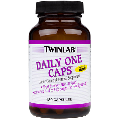 Twinlab Daily One Caps Without Iron, High Potency Multivitamins, 180 Capsules