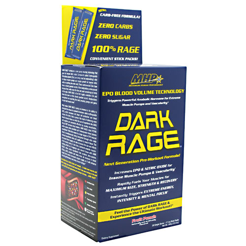 MHP (Maximum Human Performance) MHP Dark Rage, Pre-workout Powder, 20 Stick Packs, Maximum Human Performance