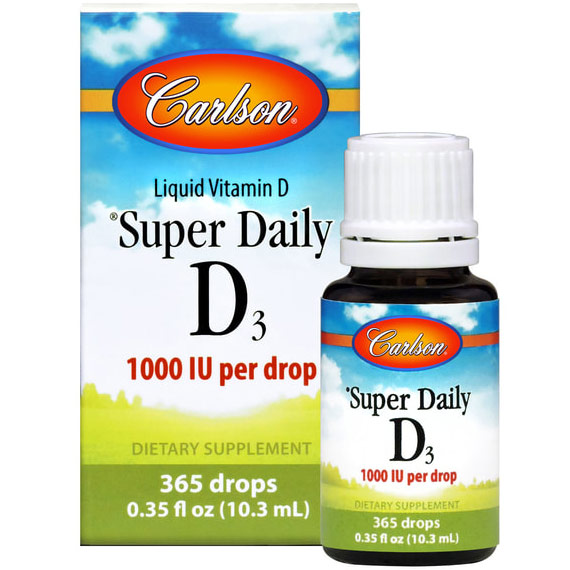 Super Daily D3 Liquid Vitamin D, 1000 IU Per Drop, 11 ml, Carlson Labs