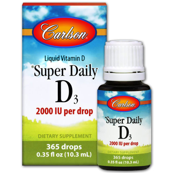Super Daily D3 Liquid Vitamin D, 2000 IU Per Drop, 11 ml, Carlson Labs