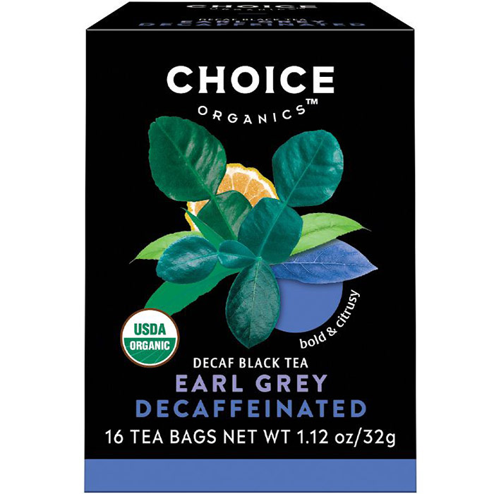 Decaffeinated Earl Grey, Decaf Black Tea, 16 Tea Bags, Choice Organic Teas