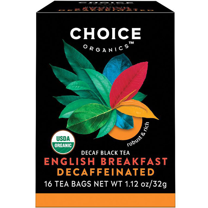 Decaffeinated English Breakfast, Decaf Black Tea, 16 Tea Bags, Choice Organic Teas