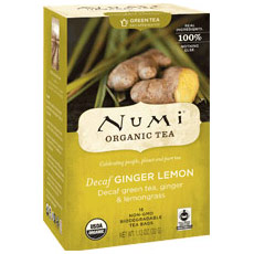 Decaf Ginger Lemon Green Tea, 16 Tea Bags, Numi Tea