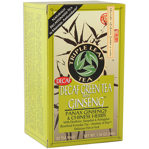 Decaf Green Tea with Ginseng, 20 Tea Bags x 6 Box, Triple Leaf Tea