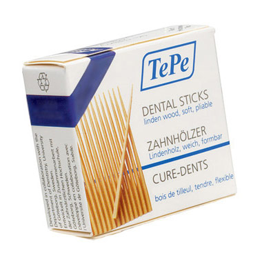 Dental Sticks, Wooden Toothpicks, Medium, Linden, 125 Sticks x 50 Boxes, TePe Oral Health Care