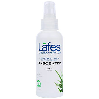 Lafes Deodorant Spray with Aloe Vera - Unscented, 4 oz, Natural BodyCare