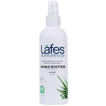 Lafes Deodorant Spray with Aloe Vera - Unscented, Value Size, 8 oz, Natural BodyCare