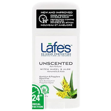 Lafes Twist Stick Deodorant - Unscented, 2.25 oz, Natural BodyCare